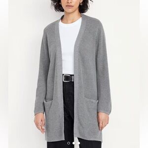 Old Navy Longline Open-Front Cardigan Sweater Women's Size L Grey Preppy Comfy